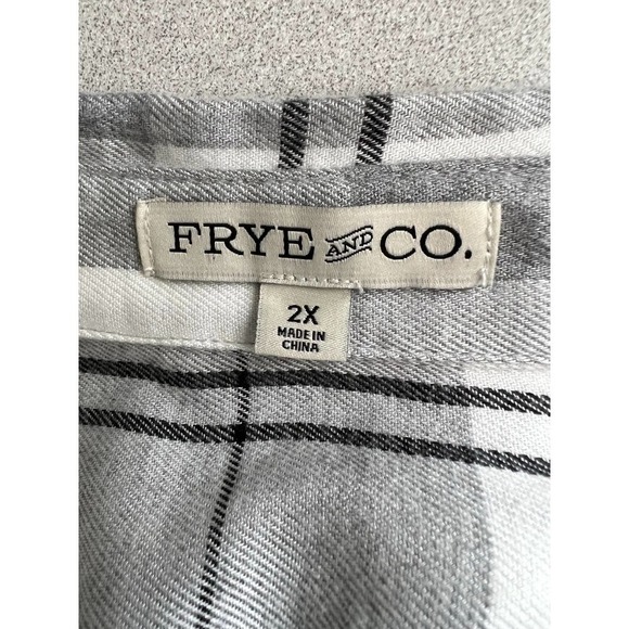 FRYE & Co. Pocono Gray Plaid Flannel Button Down Shirt Women's Size 2X NWT - Picture 8 of 11